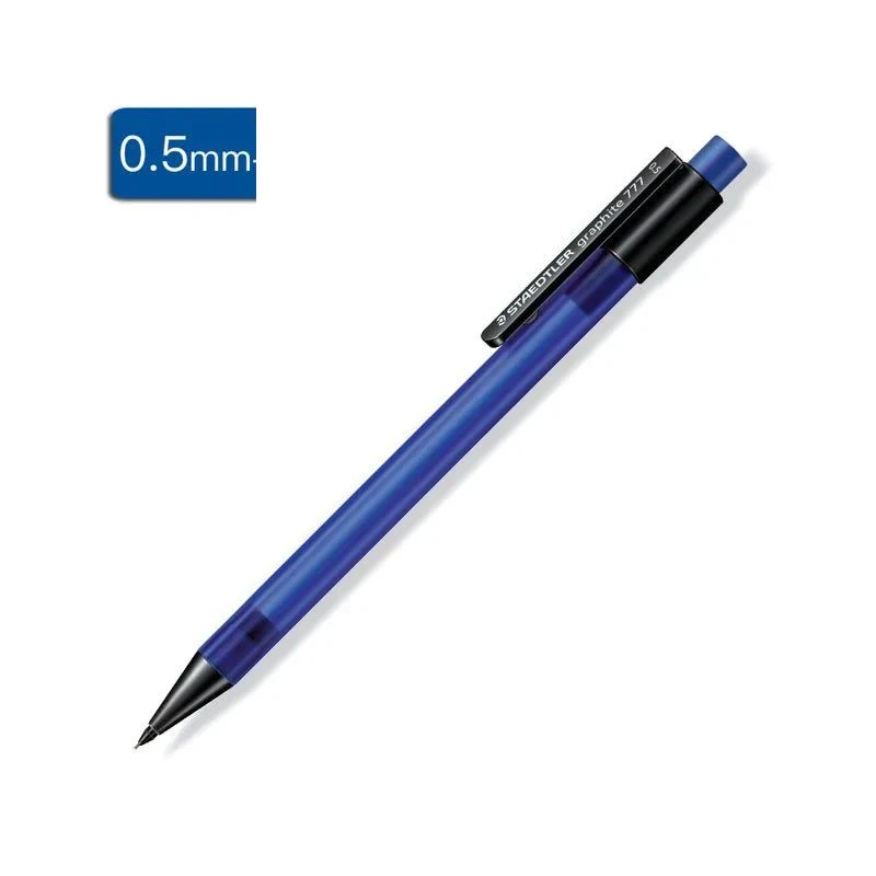 STAEDTLER Graphite tehnička olovka 777 0.5 mm plava za svakodnevno pisanje, crtanje i beleške sa laganim kućištem, ugrađenom gumicom i klipsom