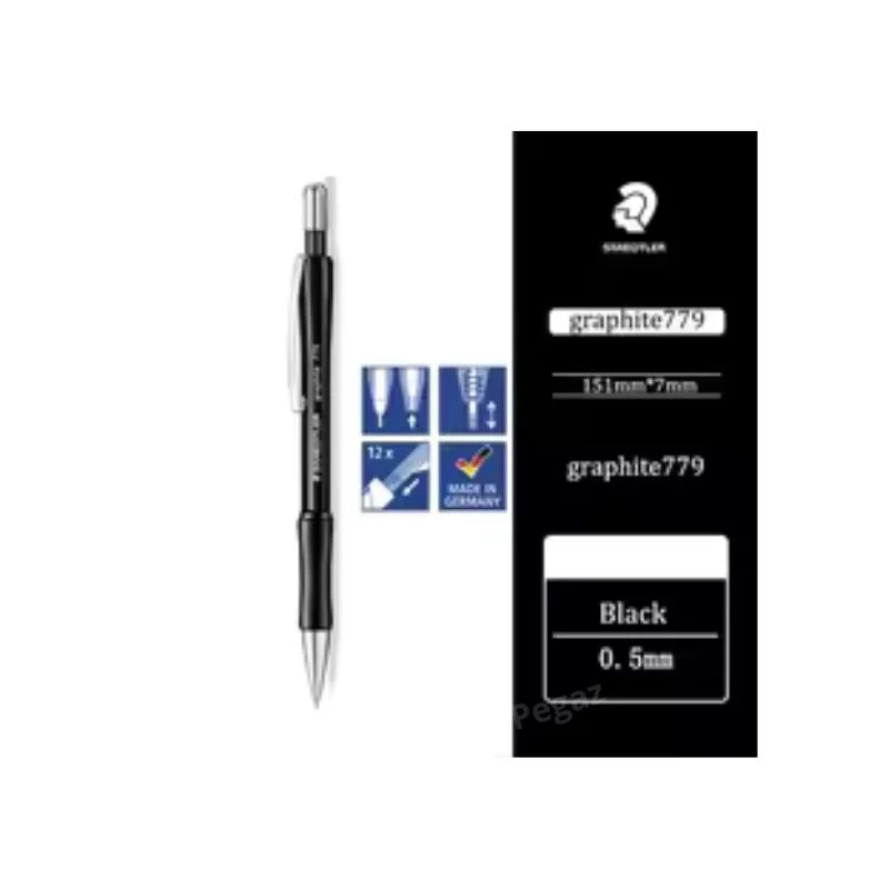 STAEDTLER Graphite tehnička olovka 779 0.5 mm crna za precizno svakodnevno pisanje sa ergonomskim gumiranim gripom, metalnim vrhom i otpornom amortizovanom minom