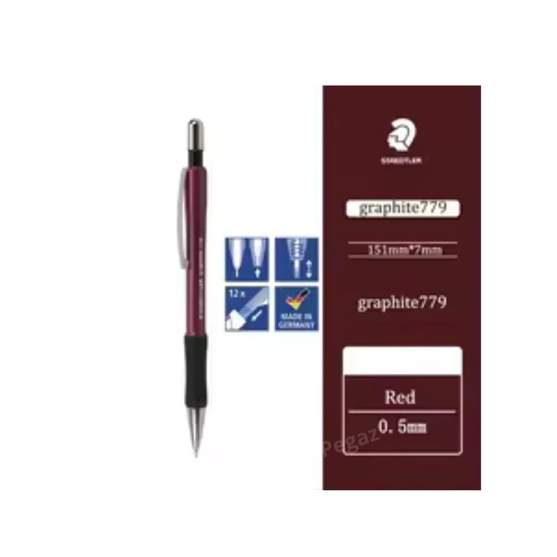 STAEDTLER Graphite tehnička olovka 779 0.5 mm crvena za svakodnevno pisanje sa ergonomskim gumiranim gripom, metalnim vrhom i visokom otpornošću mine na lomljenje