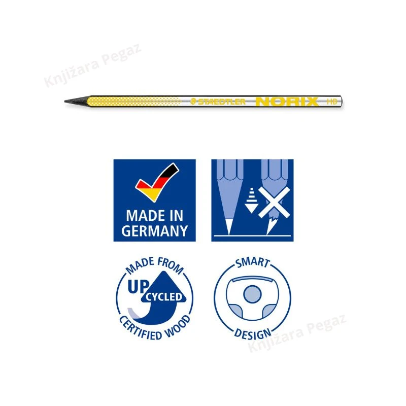 STAEDTLER Grafitna olovka NORIX 181 HB-1 žuta za pisanje crtanje i skiciranje – ergonomska HB olovka