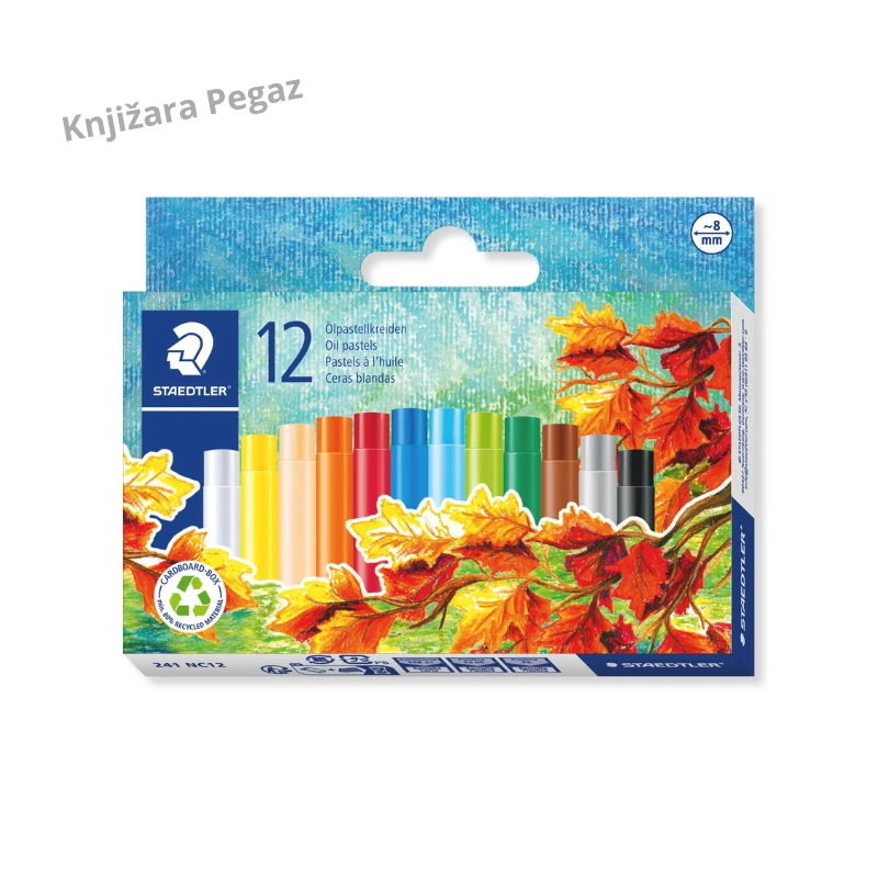 Uljane pastele STAEDTLER Noris Club 12 boja – model 241 NC12, set kvalitetnih pastela za crtanje i bojenje