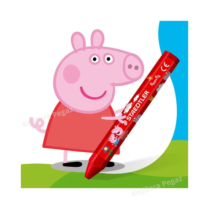 STAEDTLER Noris Junior Peppa Pig voštane bojice za decu 1/12 224 C12 L1, jumbo voštane boje od 12 boja + špatula, ergonomske bojice za najmlađe 2+ 