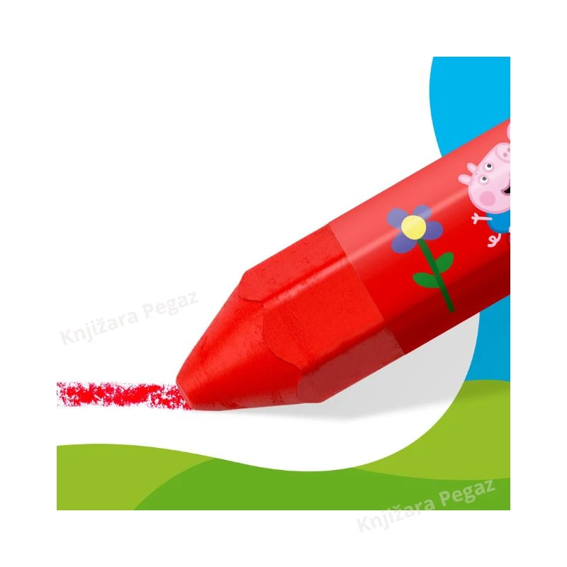 STAEDTLER Noris Junior Peppa Pig voštane boje za decu 1/6, jumbo voštane boje za crtanje i bojenje, 6 boja + špatula ,ergonomske voštane bojice za najmlađe 2+ model 224 C6 L1