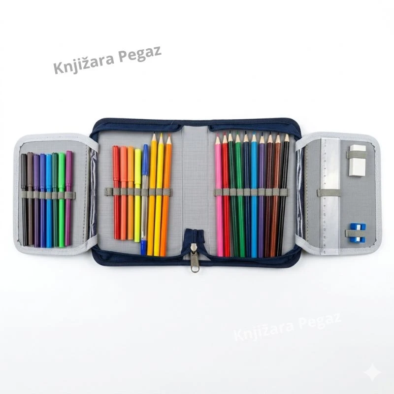 STREET puna pernica GO HARD 531645 sa školskim priborom, 1 zip, 2 preklopa, fudbalski motiv