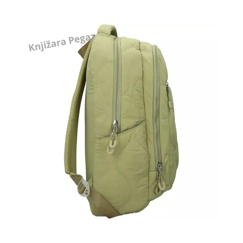 STREET Puffy Khaki ovalni ranac, veliki školski ranac sa 4 pregrade i podstavljenim leđima 531355