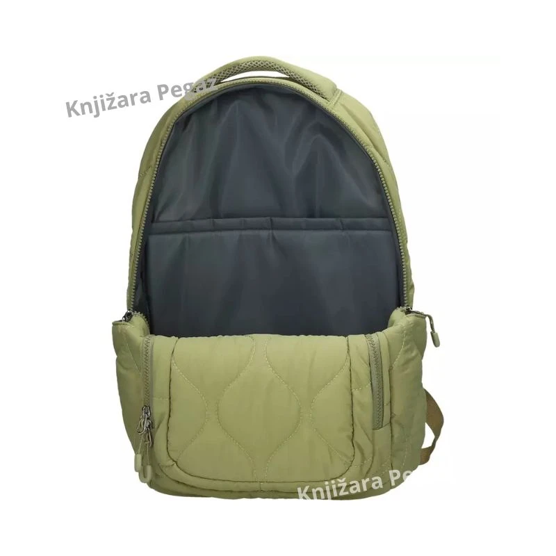 STREET Puffy Khaki ovalni ranac, veliki školski ranac sa 4 pregrade i podstavljenim leđima 531355
