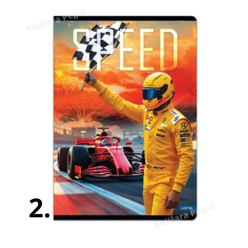 Sveska A4 kvadrati 52 lista Speed Collection, Lastva, meki povez sa marginom i UV lakom