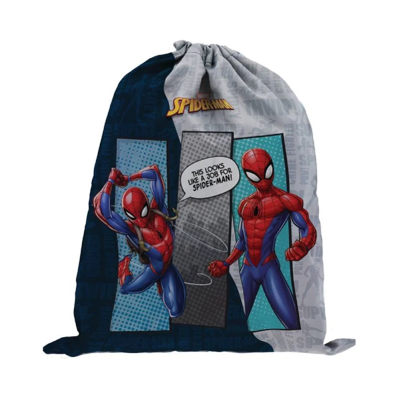 Spider-Man torba za patike i opremu 326098 – Marvel školska torbica za fizičko sa pertlama, vodootporna dečija sportska torba Spider-Man 42x34 cm
