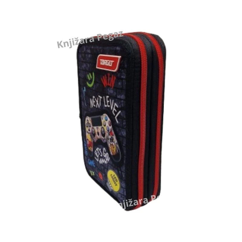 TARGET dupla puna LED pernica Urban Gaming 29832 sa školskim priborom, LED svetlom i 30 delova