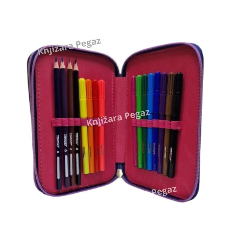 TARGET dupla puna LED pernica Prima Ballerina 29830 sa školskim priborom, LED svetlom