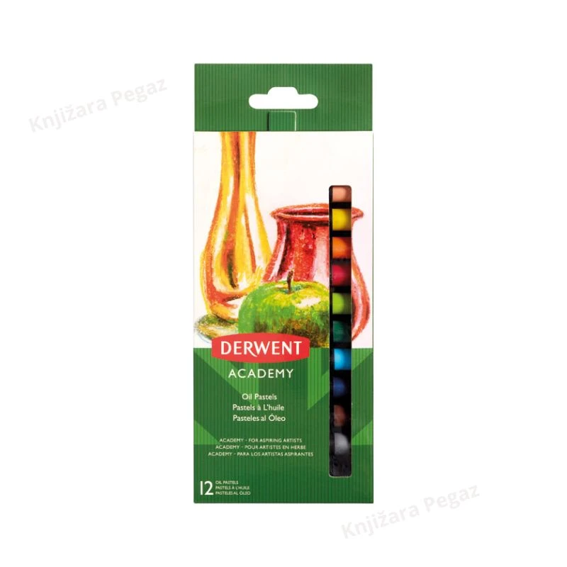 Uljani pastel set 12 boja Derwent Academy 2301952 – profesionalne uljane pastelne krede za crtanje i slikanje