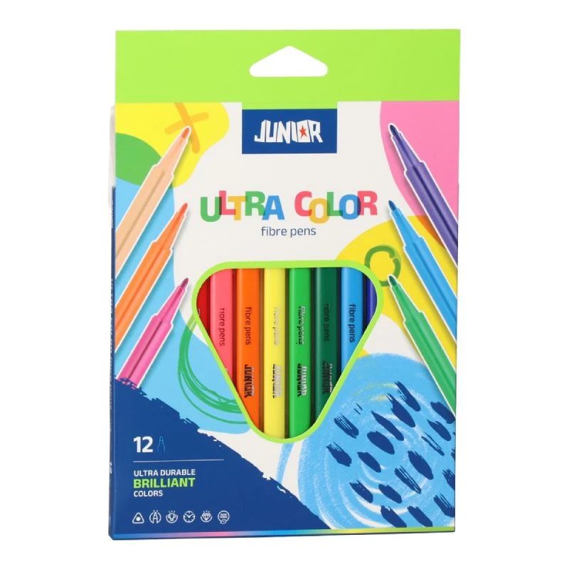 Ultra Color trouglasti flomasteri 1/12 – set od 12 boja, ergonomski dizajn,130300
