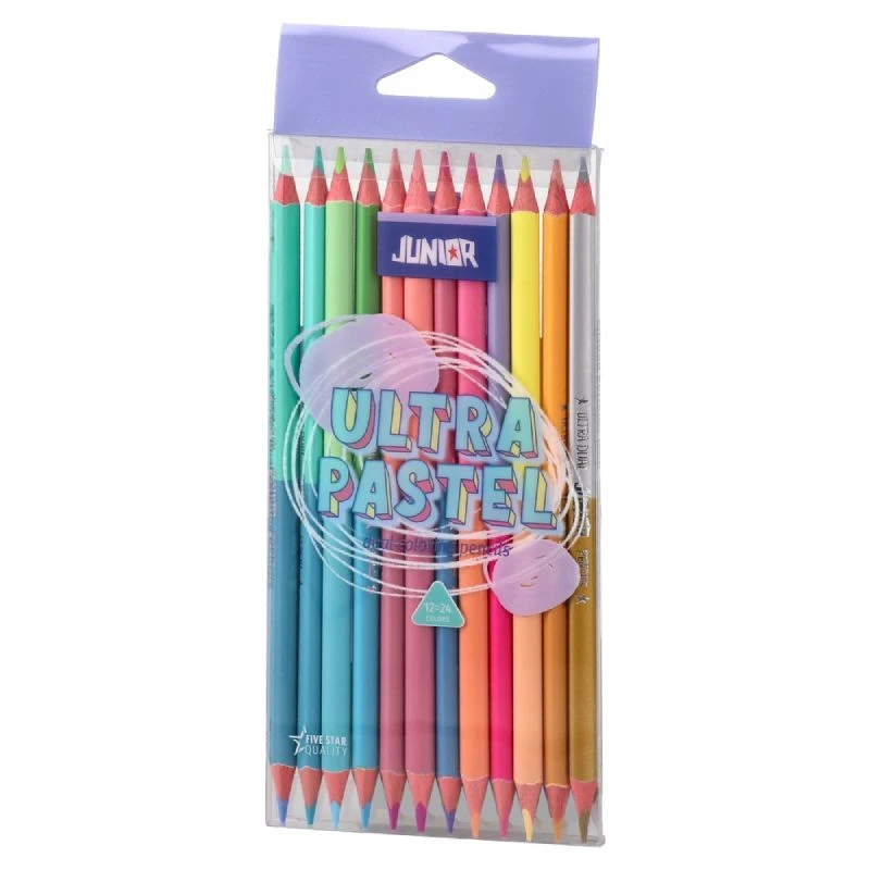 Drvene bojice Ultra Dual pastelne – 12 duplih bojica = 24 pastelne nijanse, dvostrane, šifra 130216