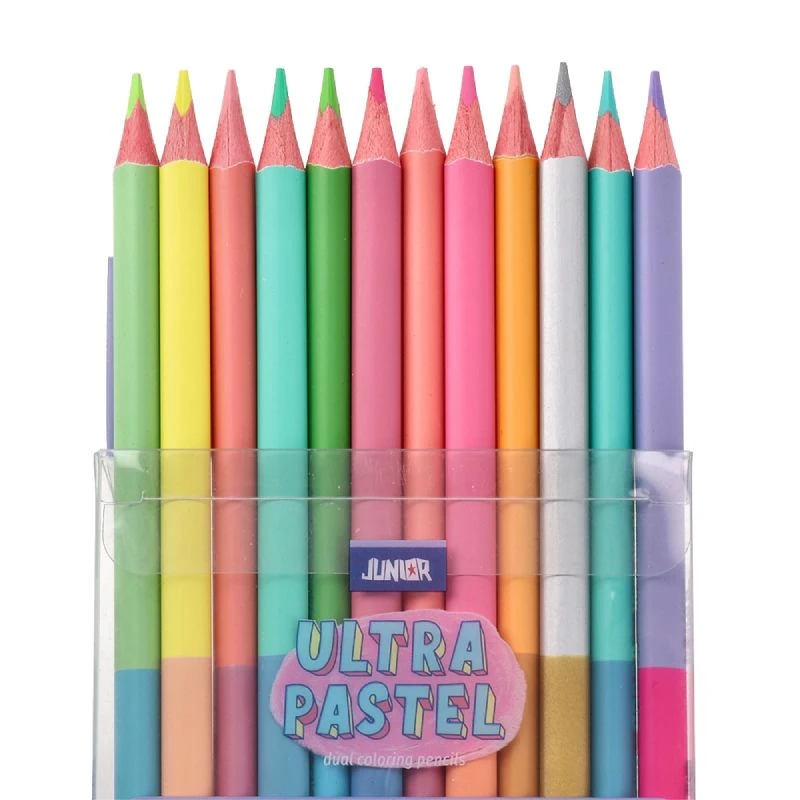 Drvene bojice Ultra Dual pastelne – 12 duplih bojica = 24 pastelne nijanse, dvostrane, šifra 130216