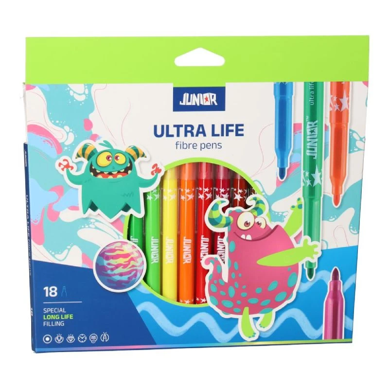 Ultra Life flomasteri 1/18 – set od 18 boja, perivi flomasteri za školu i crtanje, 130313