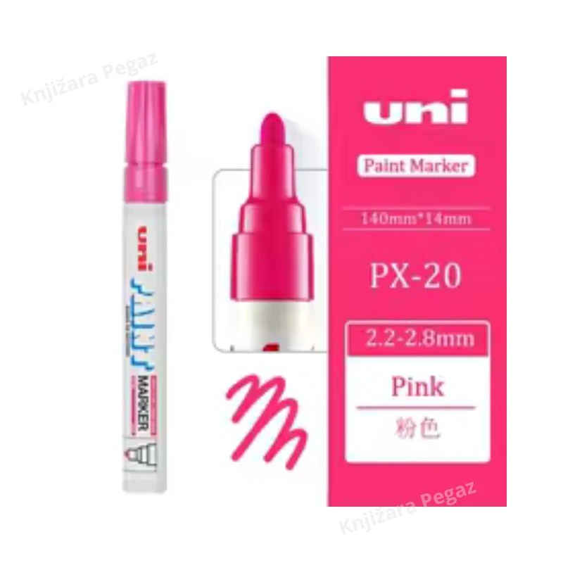 Uni-ball Paint marker PX-20 roze, permanentni uljani marker za sve površine debljine  2.2-2.8mm