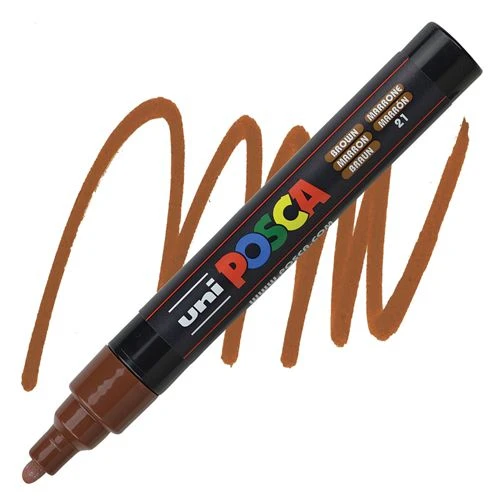 UNI Marker POSCA PC-5M Medium Brown 21 – umetnički marker braon boje, srednja debljina vrha 1,8–2,5 mm, trajni, vodootporni, za crtanje, dekoraciju i prilagođavanje poroznih površina, idealan za umetnike, hobiste i profesionalce