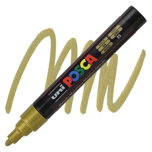 UNI POSCA PC-5M Medium marker 1.8–2.5 mm Metalik Gold 25 – zlatni metalik akrilni marker