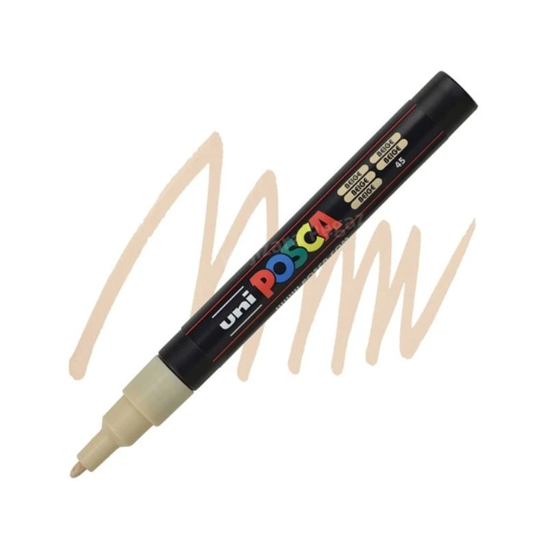 UNI POSCA PC-3M Fine akrilni marker bež (beige) 45 – profesionalni paint marker sa finim vrhom i neprovidnim, intenzivnim akrilnim mastilom na bazi vode, idealan za precizno crtanje, pisanje, ilustracije, lettering, DIY projekte i kreativno obeležavanje n