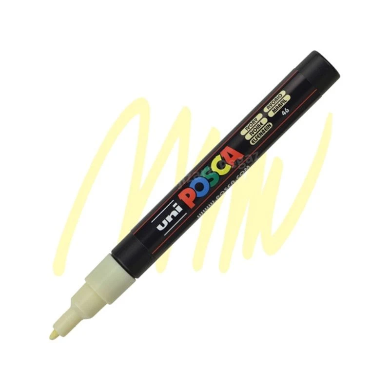 UNI POSCA PC-3M Fine akrilni marker boja slonovače (ivory) 46 – profesionalni paint marker sa finim vrhom i neprovidnim, intenzivnim akrilnim mastilom na bazi vode, idealan za precizno crtanje, pisanje, ilustracije, lettering, DIY projekte i kreativno obe