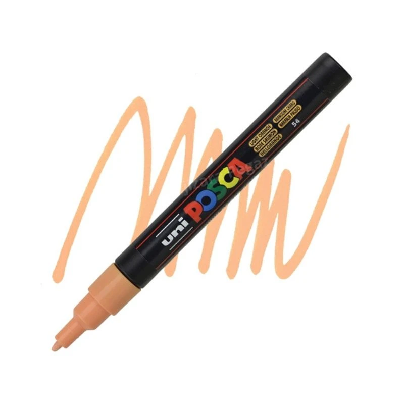 UNI POSCA PC-3M Fine akrilni marker svetlo narandžasta (light orange) 54 – profesionalni paint marker sa finim vrhom i neprovidnim, intenzivnim akrilnim mastilom na bazi vode, idealan za precizno crtanje, pisanje, ilustracije, lettering, DIY projekte i kr