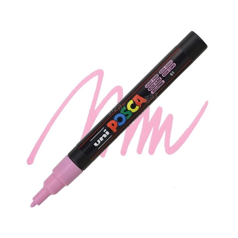 UNI POSCA PC-3M Fine akrilni marker svetlo roze (light pink) 51 – profesionalni paint marker sa finim vrhom i neprovidnim, intenzivnim akrilnim mastilom na bazi vode, idealan za precizno crtanje, pisanje, ilustracije, lettering, DIY projekte