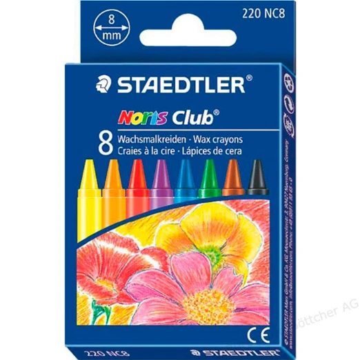 Staedtler voštane bojice 8 boja – papirni omotač, otporne na lomljenje, okrugle bojice – 220NC8