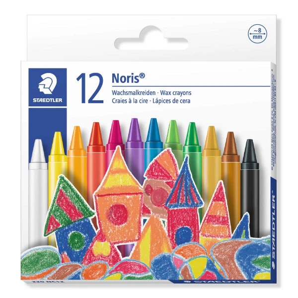 Voštane bojice Staedtler Noris Club 8mm – set 12 boja, kvalitetne, postojane i otporne na lomljenje