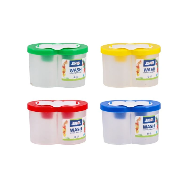 Wash SD Junior čaša za likovno – mala dupla, 10x6,5x6,5 cm, 4 boje (plava, zelena, žuta, crvena)
