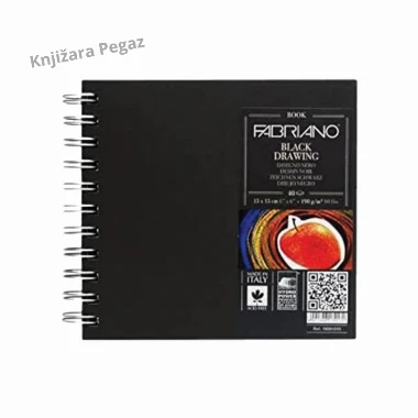 FABRIANO Blok black drawing book 15x15cm 40l 190g 