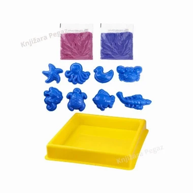 Kinetički pesak sa kadicom i 8 kalupa 500g 130750