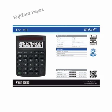 REBELL Kalkulator RE-ECO310 BX crni