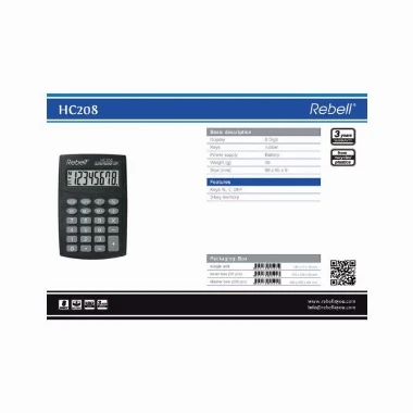 Rebell Kalkulator RE-HC208 BX crni