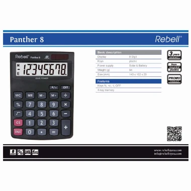 REBELL Kalkulator RE-PANTHER 8 BX crni