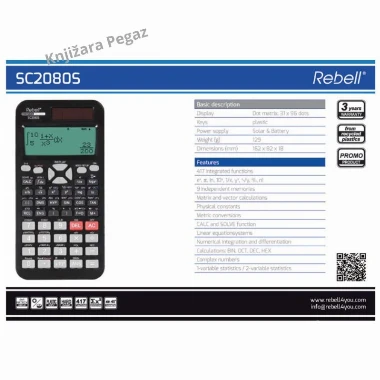 Rebell kalkulator tehnički RE-SC2080S BX crni