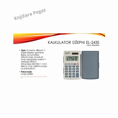 SHARP Kalkulator EL243S beli džepni