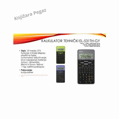Sharp Kalkulator tehnički EL-531TH-GY crno-sivi