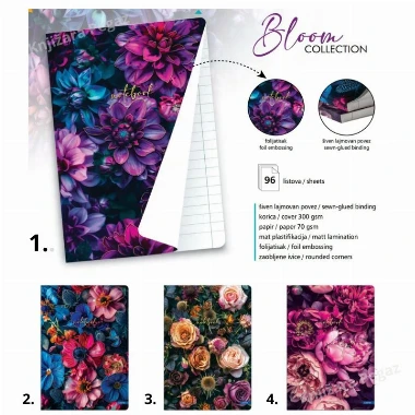 Sveska A4 Bloom Collection MP 96l kvadrati